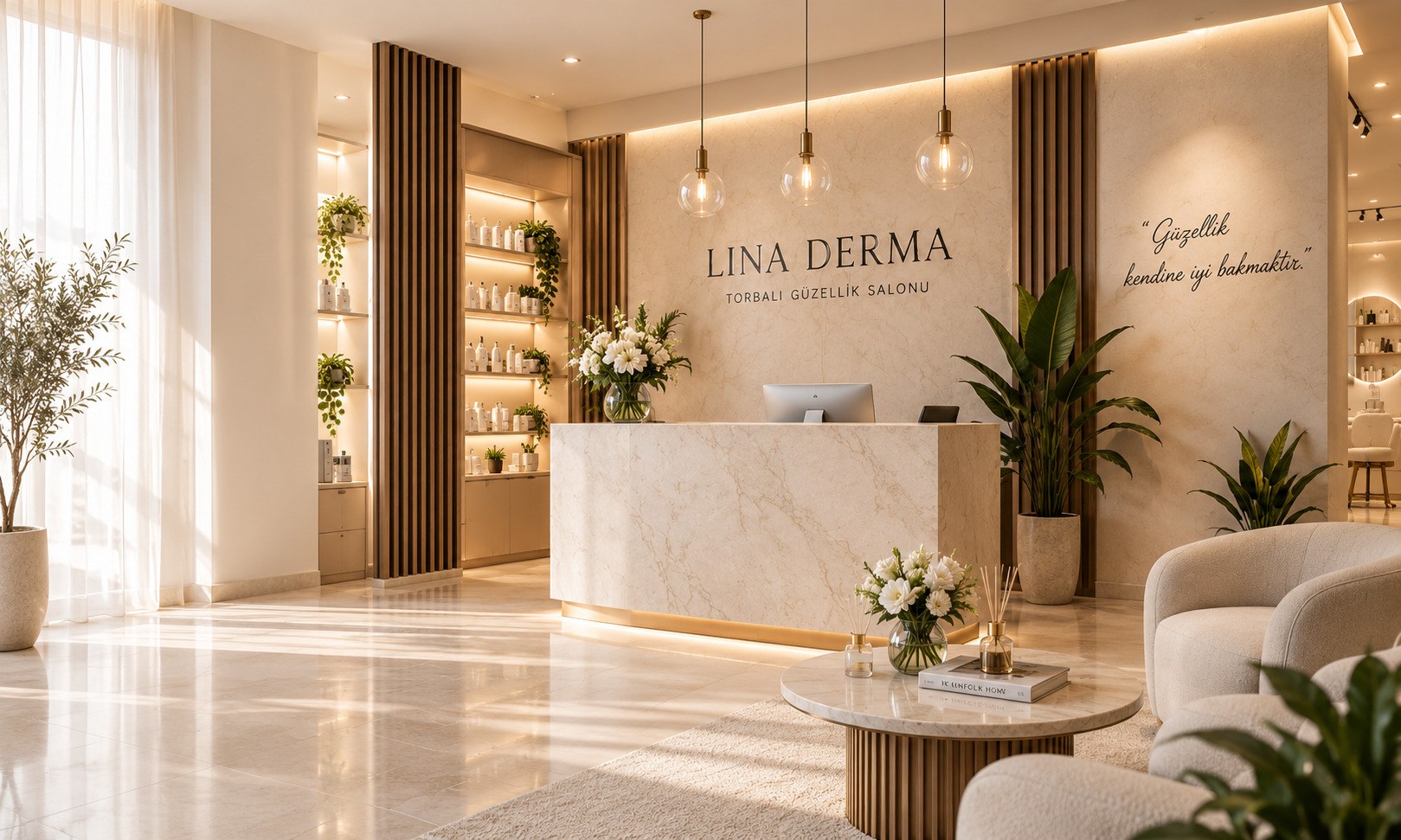 Lina Derma Güzellik Salonu — Torbalı güzellik salonu karşılama alanı